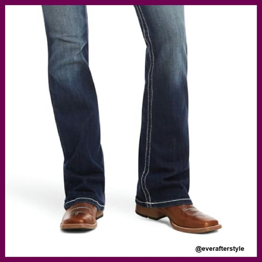 Mid Rise Boot Cut Jeans Stretch Denim Flattering Fit Classic Style - Picture 7 of 7